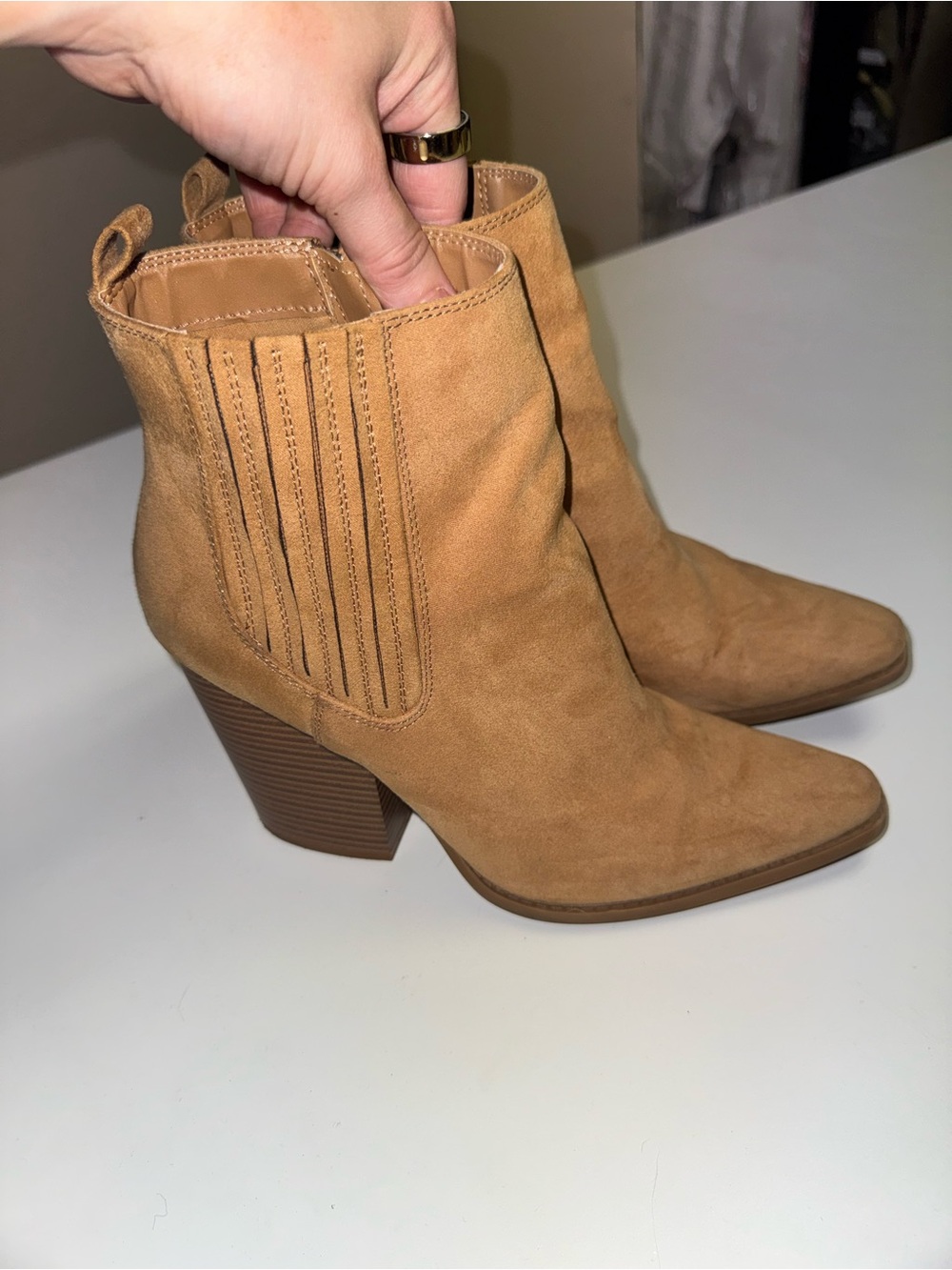 Pointed Toe Suede Ankle Boots